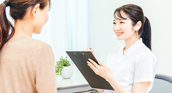 治療後は説明・お部屋でお会計
